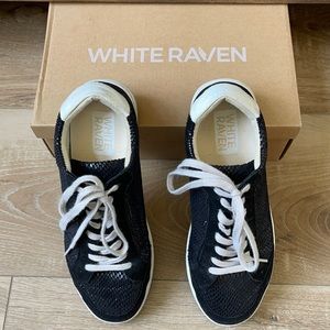 White Raven Black Embossed Sneakers